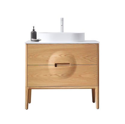 COLMAR 36” WHITEWASH OAK FREESTANDING MODERN BATHROOM VANITY