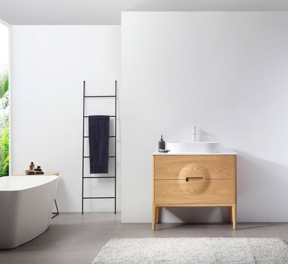 COLMAR 36” WHITEWASH OAK FREESTANDING MODERN BATHROOM VANITY