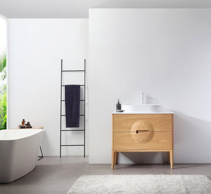 COLMAR 36” WHITEWASH OAK FREESTANDING MODERN BATHROOM VANITY