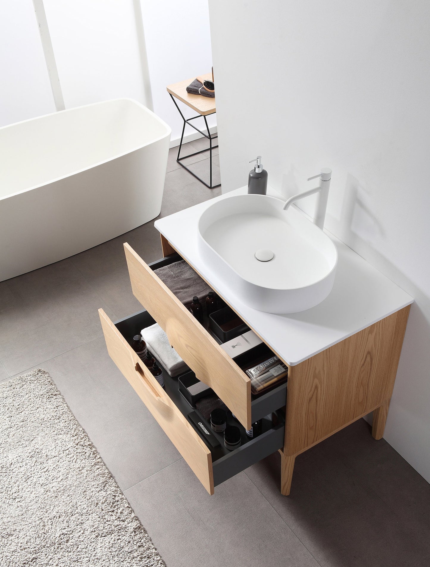 COLMAR 36” WHITEWASH OAK FREESTANDING MODERN BATHROOM VANITY