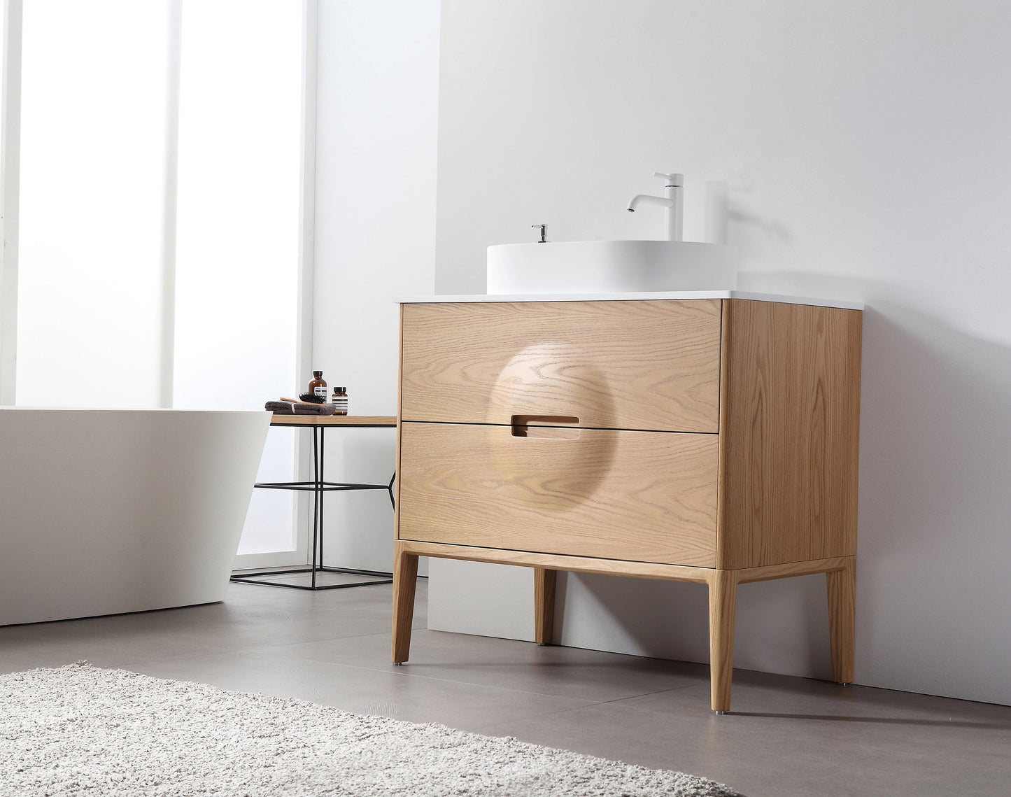 COLMAR 36” WHITEWASH OAK FREESTANDING MODERN BATHROOM VANITY