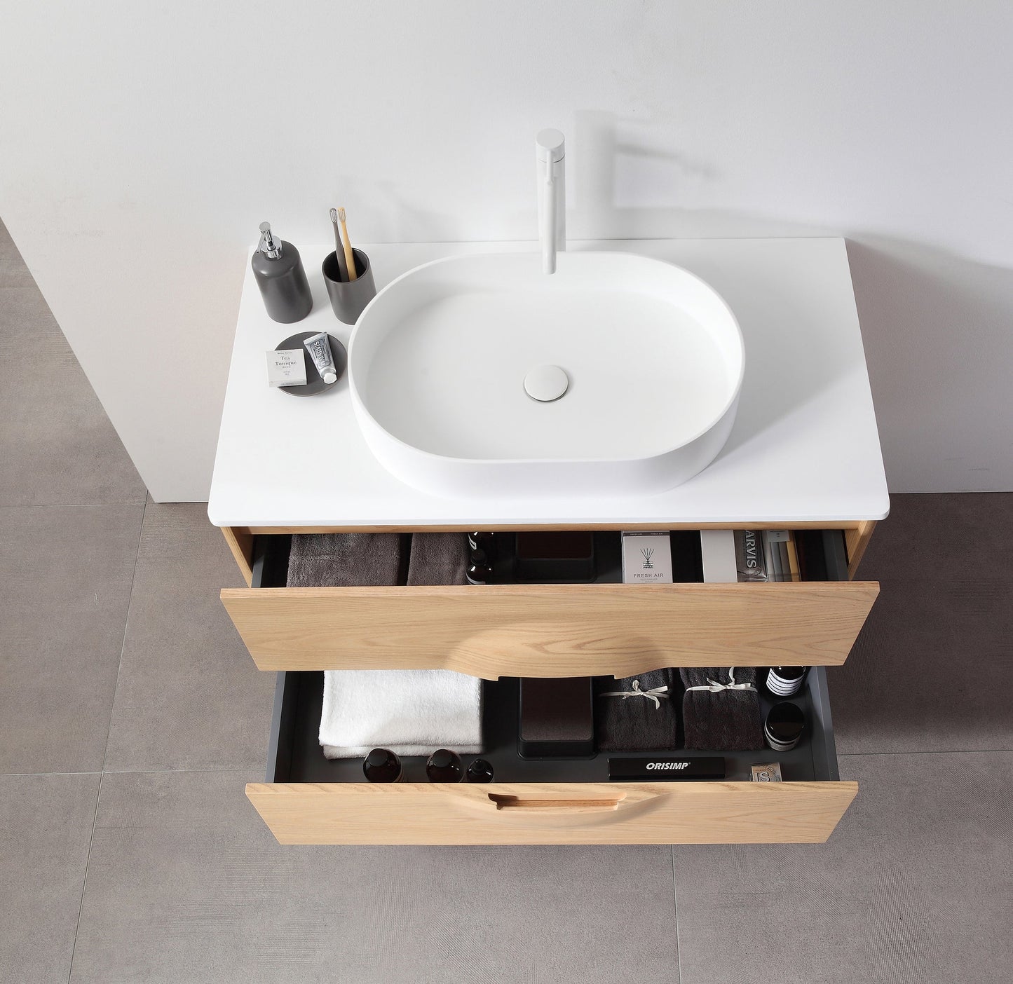 COLMAR 36” WHITEWASH OAK FREESTANDING MODERN BATHROOM VANITY