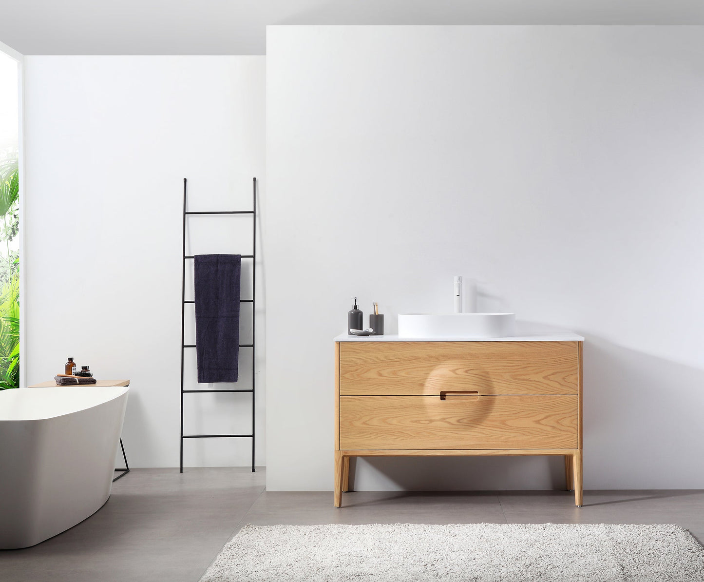 COLMAR 48” WHITEWASH OAK FREESTANDING MODERN BATHROOM VANITY