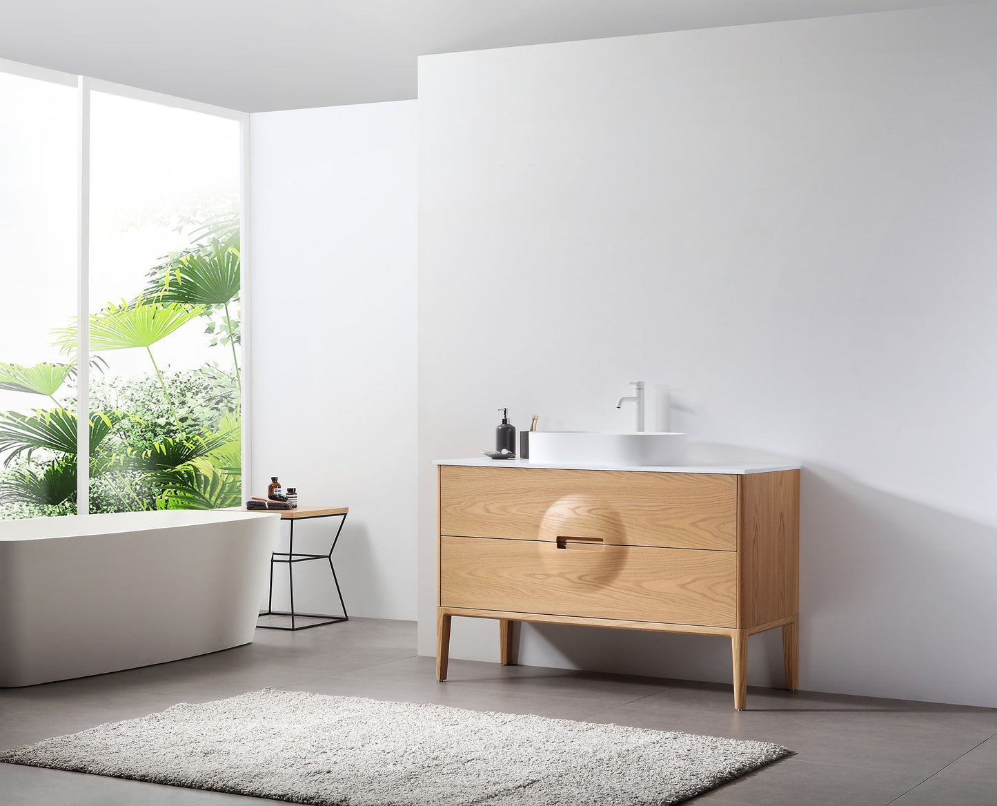 COLMAR 48” WHITEWASH OAK FREESTANDING MODERN BATHROOM VANITY