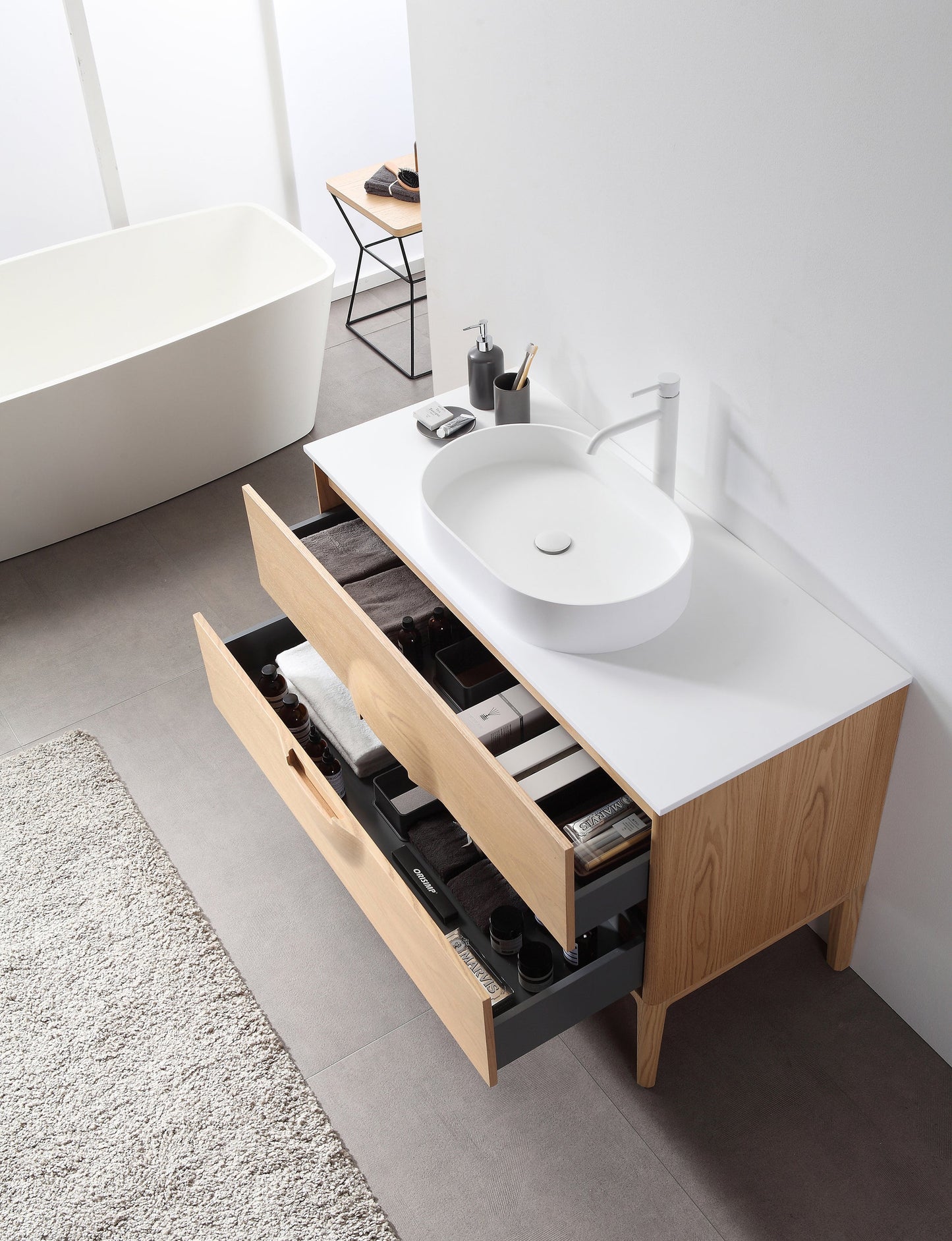 COLMAR 48” WHITEWASH OAK FREESTANDING MODERN BATHROOM VANITY