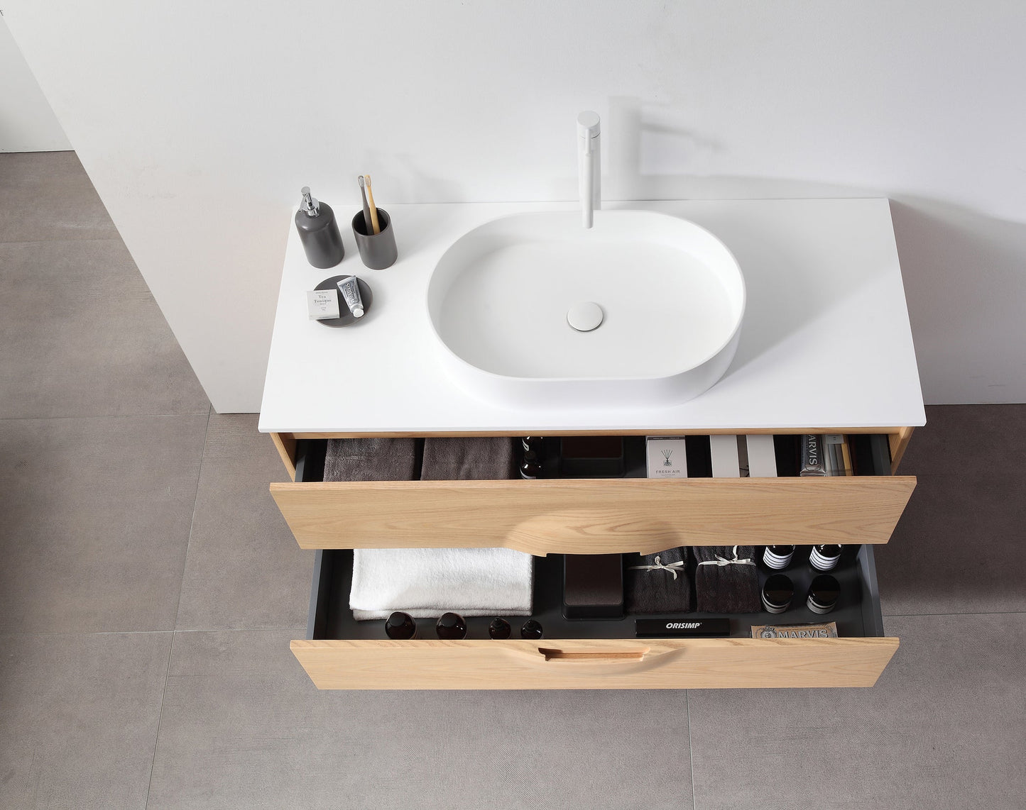 COLMAR 48” WHITEWASH OAK FREESTANDING MODERN BATHROOM VANITY