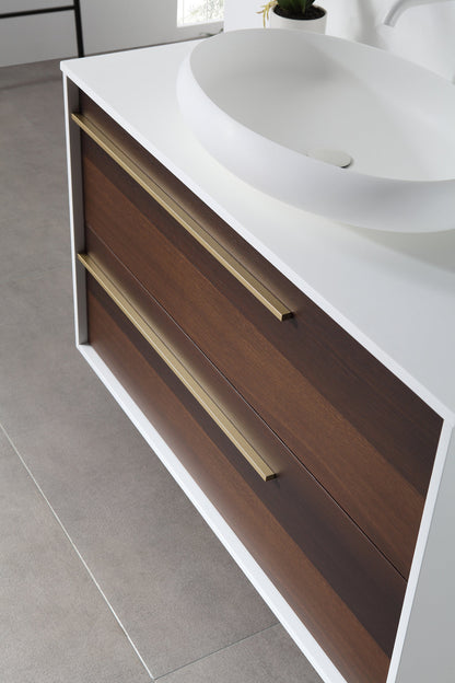 GOREME 42” SMOKE OAK GRAY WALL MOUNT MODERN BATHROOM VANITY