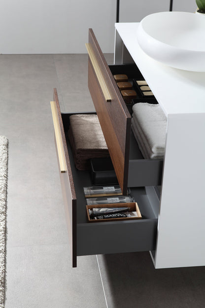 GOREME 42” SMOKE OAK GRAY WALL MOUNT MODERN BATHROOM VANITY