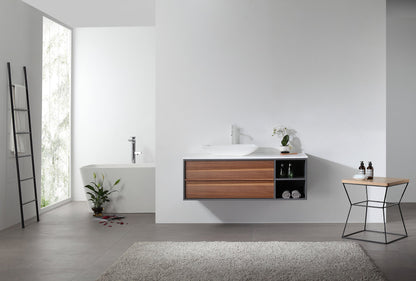 GOREME 48” WALNUT/DARK GRAY OAK WALL MOUNT MODERN BATHROOM VANITY