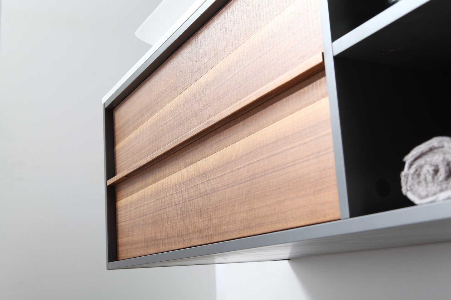 GOREME 48” WALNUT/DARK GRAY OAK WALL MOUNT MODERN BATHROOM VANITY
