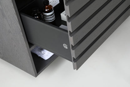 MATERA 72” CHARCOAL WALL MOUNT MODERN BATHROOM VANITY (WHITE COUNTERTOP)