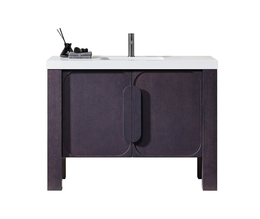 MUNICH 48” ESPRESSO OAK FREESTANDING MODERN BATHROOM VANITY (WHITE COUNTERTOP)