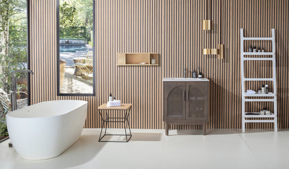 NARA 30” CHESTNUT OAK MID-CENTURY FREESTANDING BATHROOM VANITY