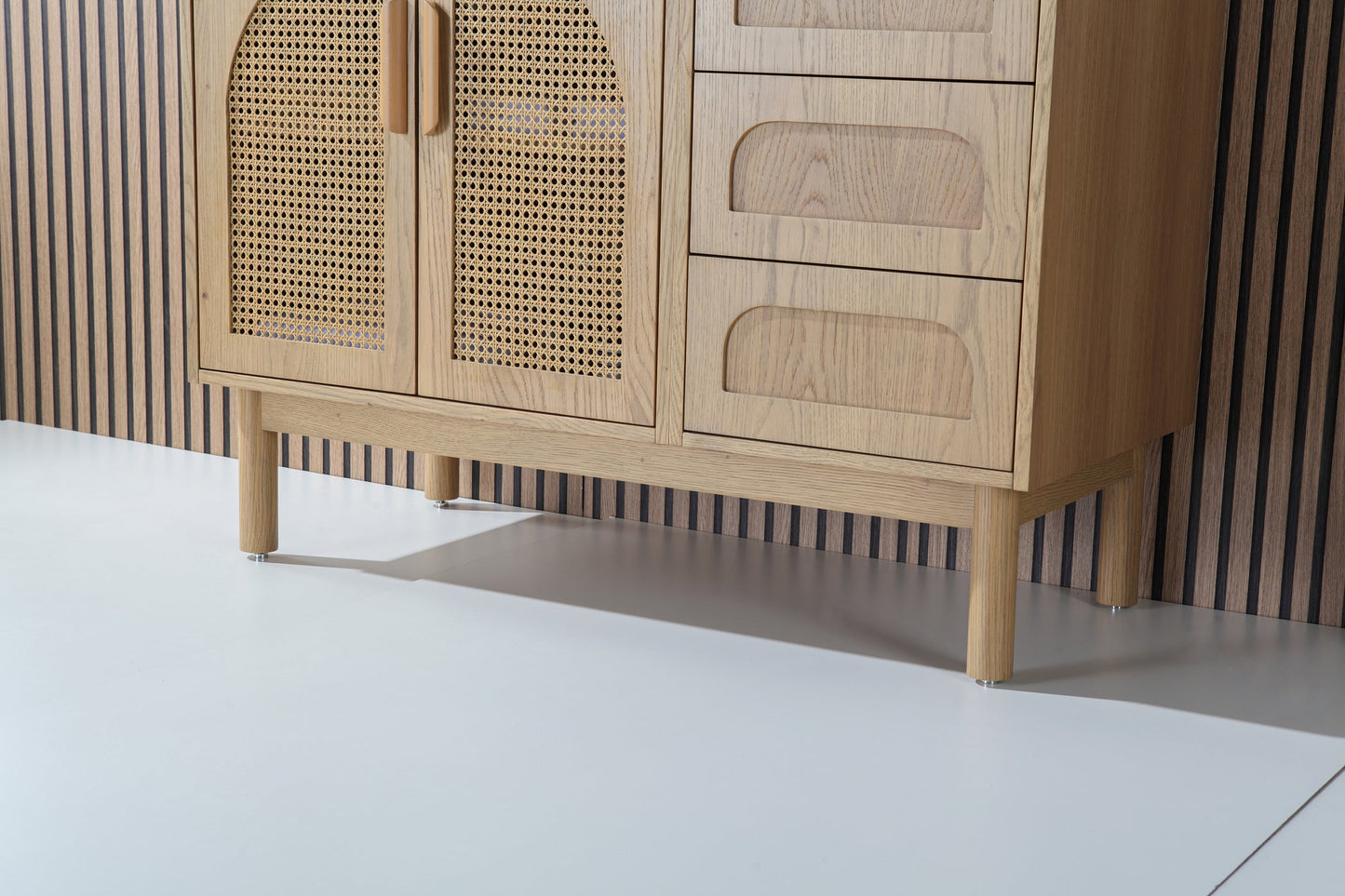 NARA 48” PECAN OAK MID-CENTURY FREESTANDING BATHROOM VANITY