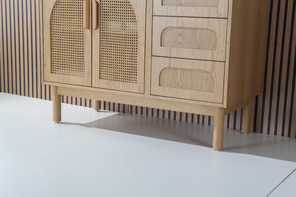 NARA 48” PECAN OAK MID-CENTURY FREESTANDING BATHROOM VANITY
