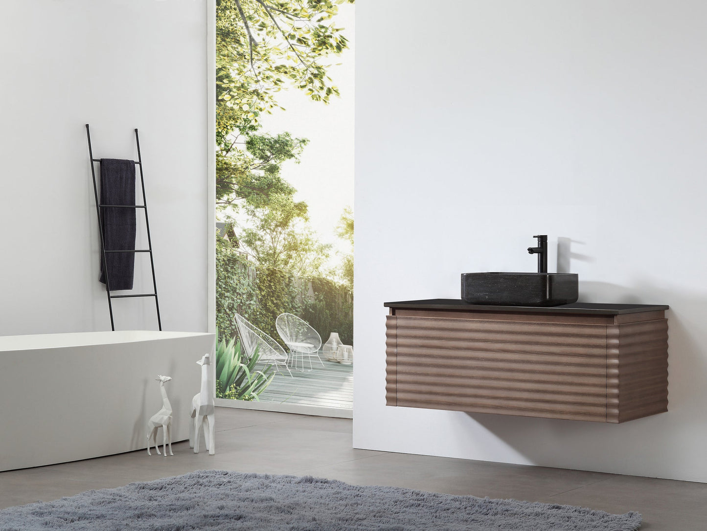 OCALA 48” CHESTNUT WALL MOUNT MODERN BATHROOM VANITY