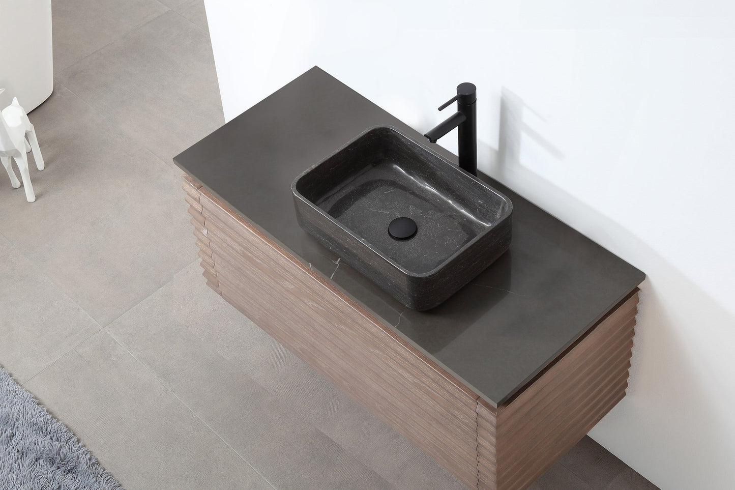 OCALA 48” CHESTNUT WALL MOUNT MODERN BATHROOM VANITY