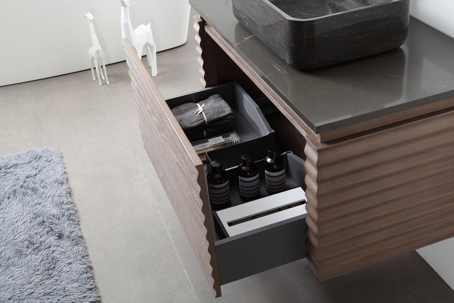 OCALA 48” CHESTNUT WALL MOUNT MODERN BATHROOM VANITY