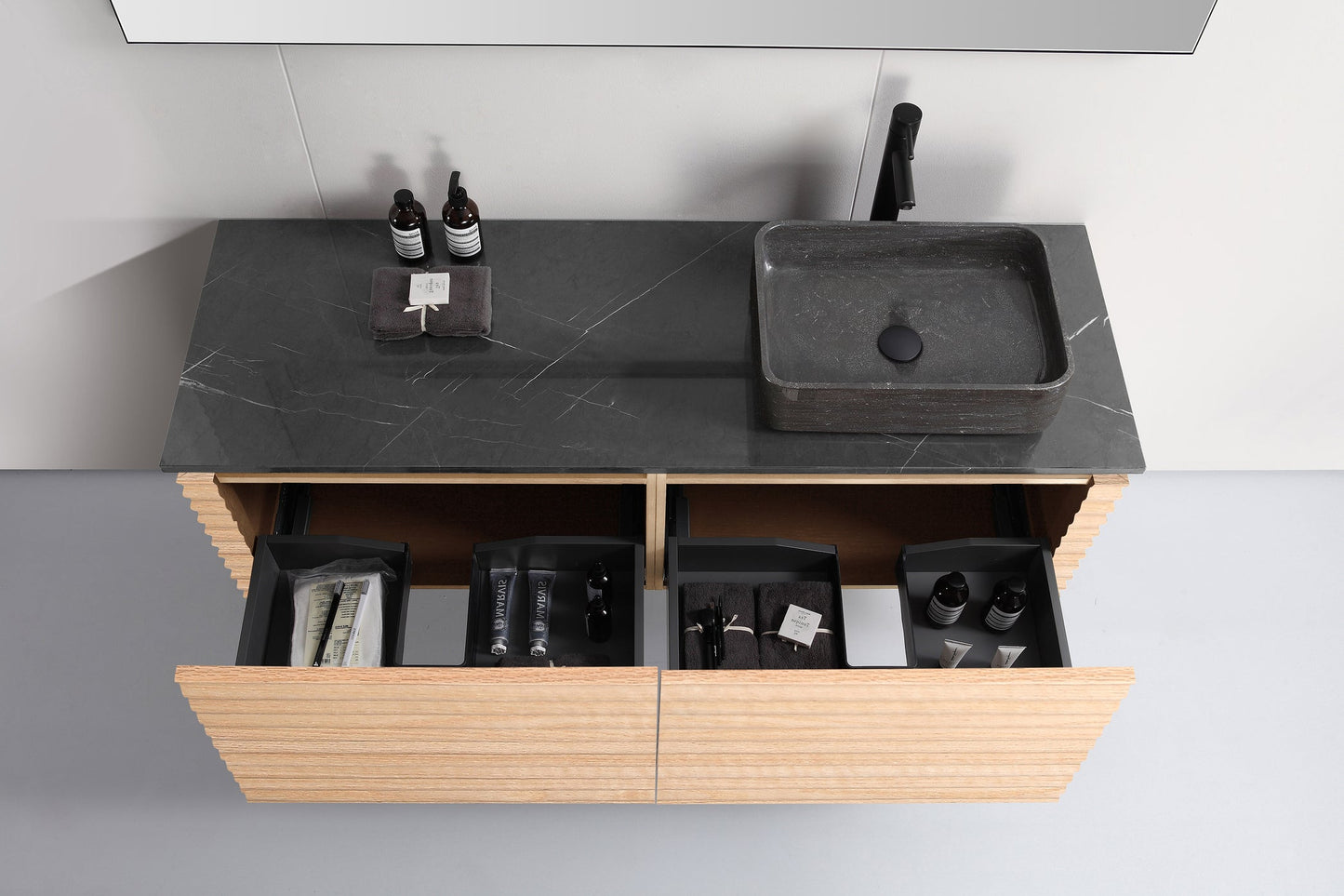 OCALA 60” MAPLE WALL MOUNT MODERN BATHROOM VANITY (LEFT SINK/RIGHT SINK/DOUBLE SINK)