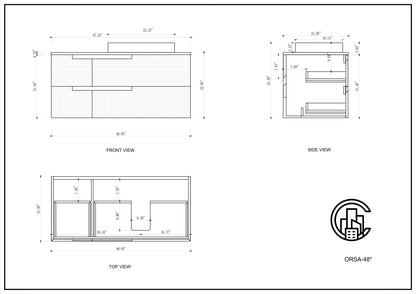 ORSA 48” WALNUT WALL MOUNT MODERN BATHROOM VANITY