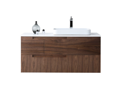 ORSA 48” WALNUT WALL MOUNT MODERN BATHROOM VANITY