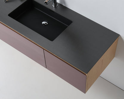 OSLO 60” CARAMEL/WHITEWASH WALL MOUNT MODERN BATHROOM VANITY