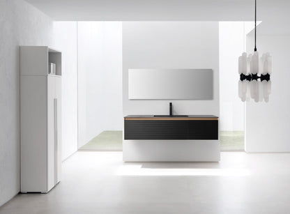 OSLO 60” MATTE BLACK/WHITEWASH WALL MOUNT MODERN BATHROOM VANITY