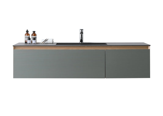 OSLO 60” SAGE GREEN/WHITEWASH WALL MOUNT MODERN BATHROOM VANITY