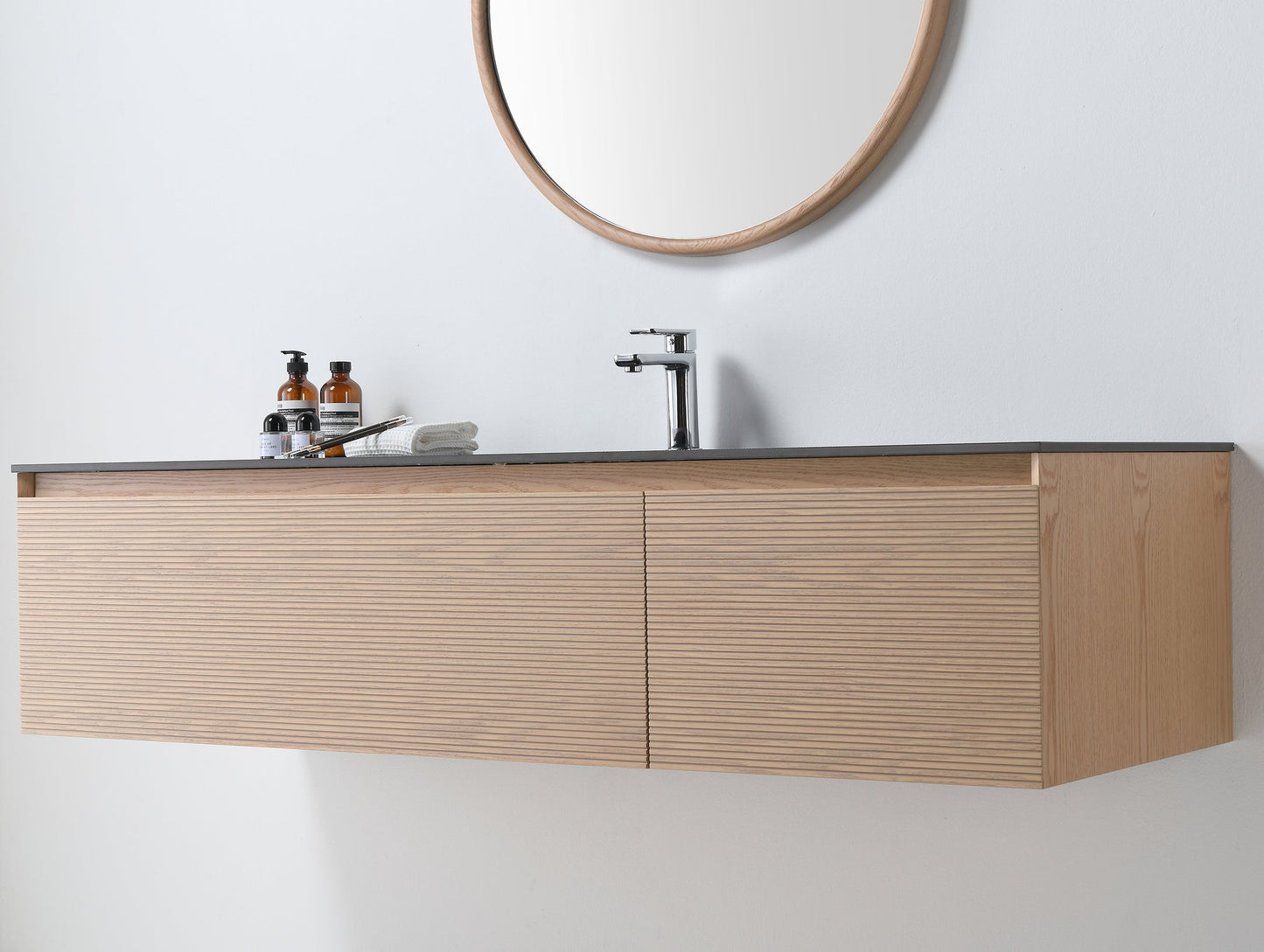 OSLO 60” WHITEWASH/WHITEWASH WALL MOUNT MODERN BATHROOM VANITY