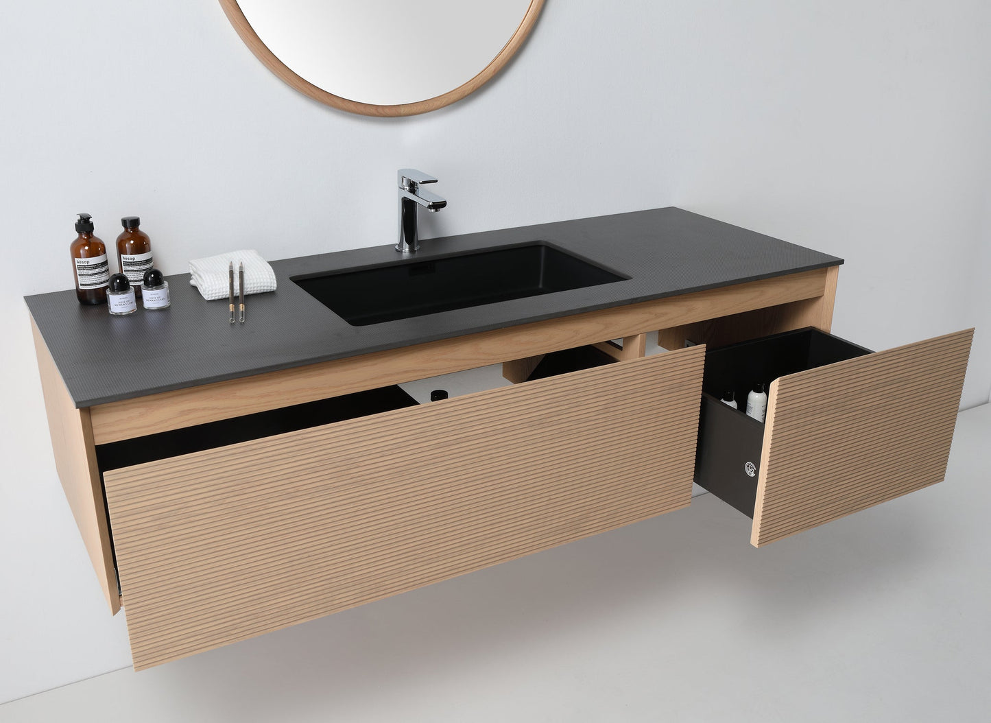OSLO 60” WHITEWASH/WHITEWASH WALL MOUNT MODERN BATHROOM VANITY