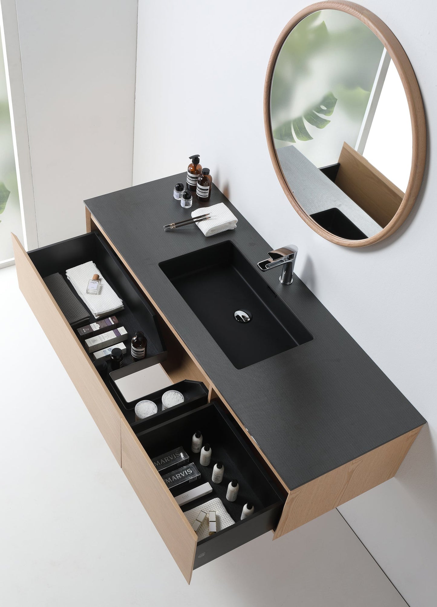 OSLO 60” WHITEWASH/WHITEWASH WALL MOUNT MODERN BATHROOM VANITY