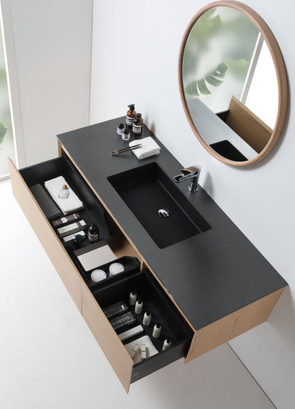 OSLO 60” WHITEWASH/WHITEWASH WALL MOUNT MODERN BATHROOM VANITY