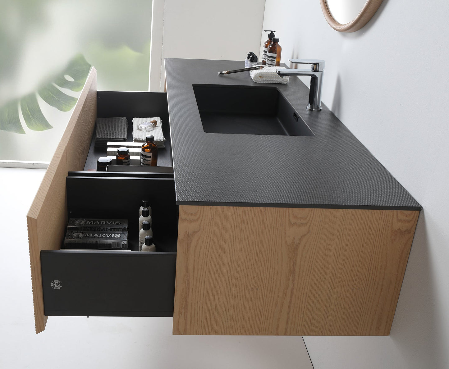OSLO 60” WHITEWASH/WHITEWASH WALL MOUNT MODERN BATHROOM VANITY