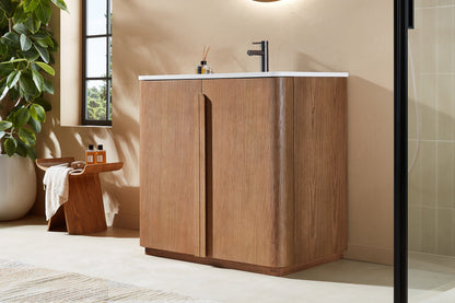 PARMA 36” NATURAL TEAK FREESTANDING BATHROOM VANITY