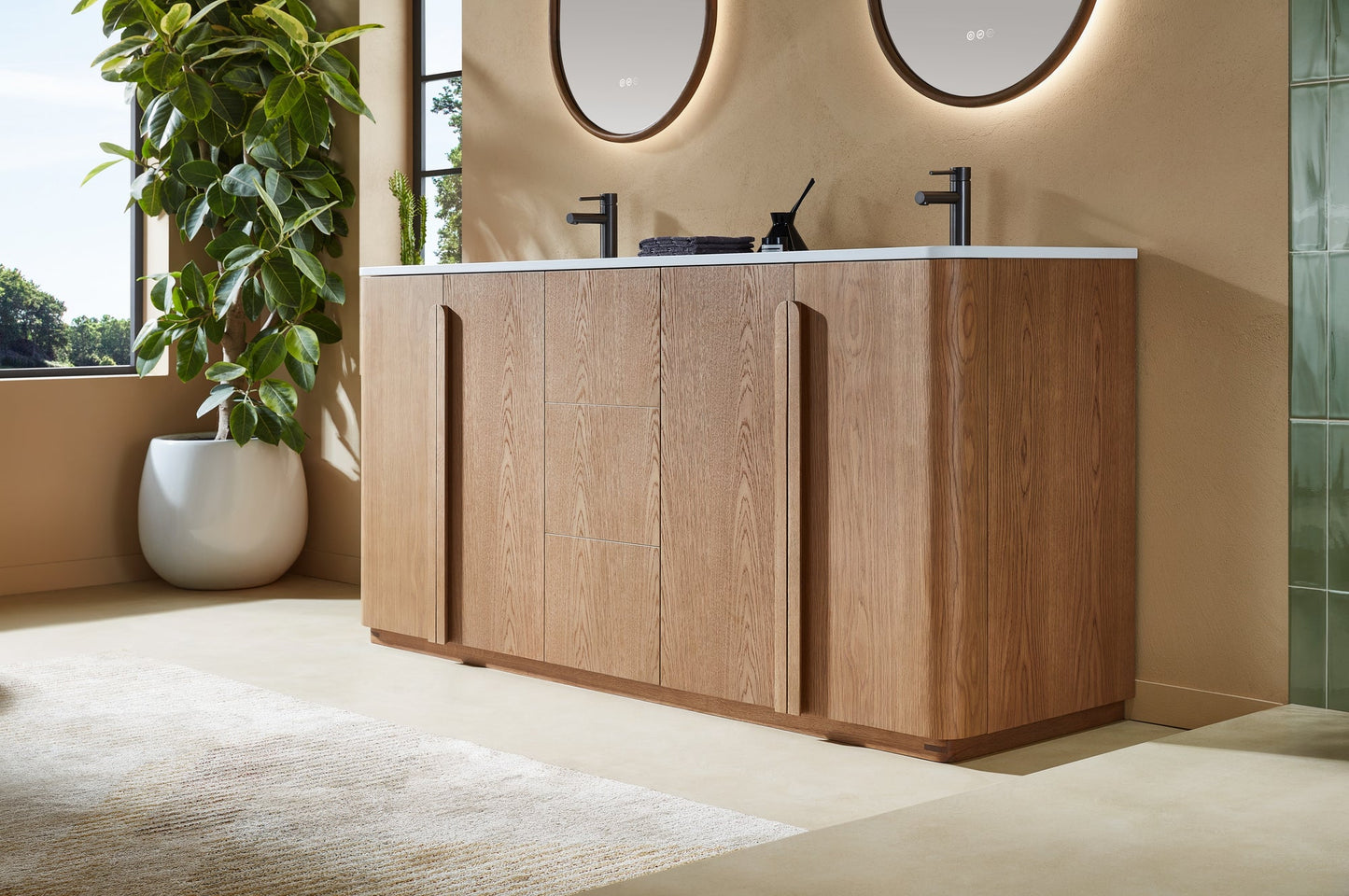 PARMA 72” NATURAL TEAK FREESTANDING BATHROOM VANITY