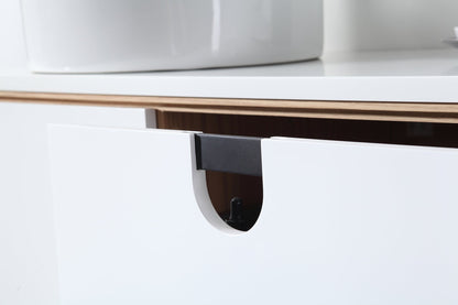 PORTREE 60” MATTE WHITE MID-CENTURY FREESTANDING BATHROOM VANITY