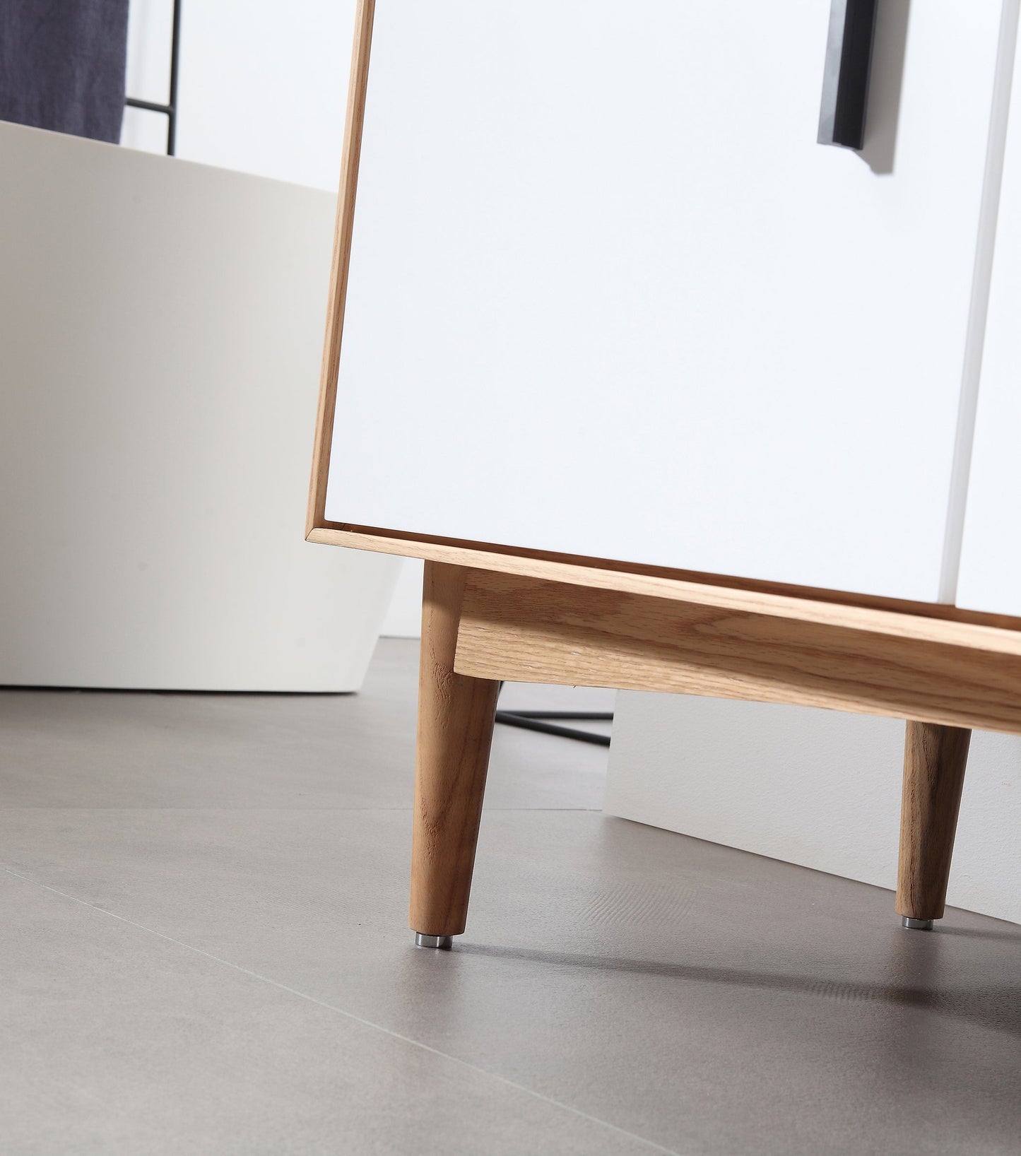 PORTREE 60” MATTE WHITE MID-CENTURY FREESTANDING BATHROOM VANITY