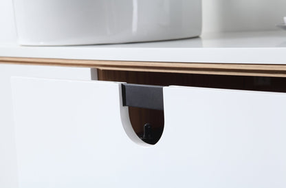 PORTREE 72” MATTE WHITE MID-CENTURY FREESTANDING BATHROOM VANITY