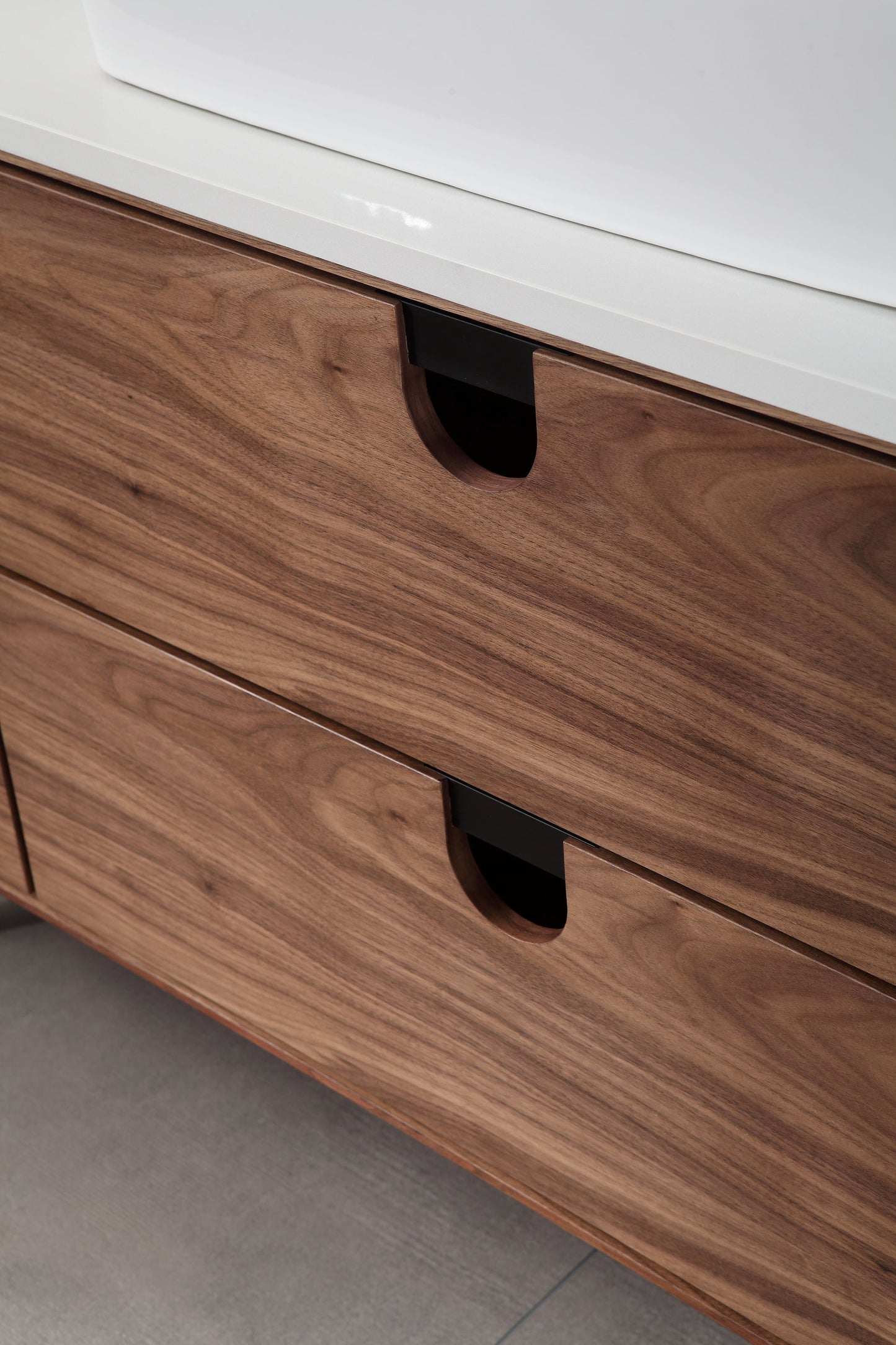 PORTREE 48” WALNUT MID-CENTURY FREESTANDING BATHROOM VANITY