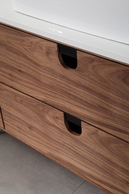 PORTREE 48” WALNUT MID-CENTURY FREESTANDING BATHROOM VANITY