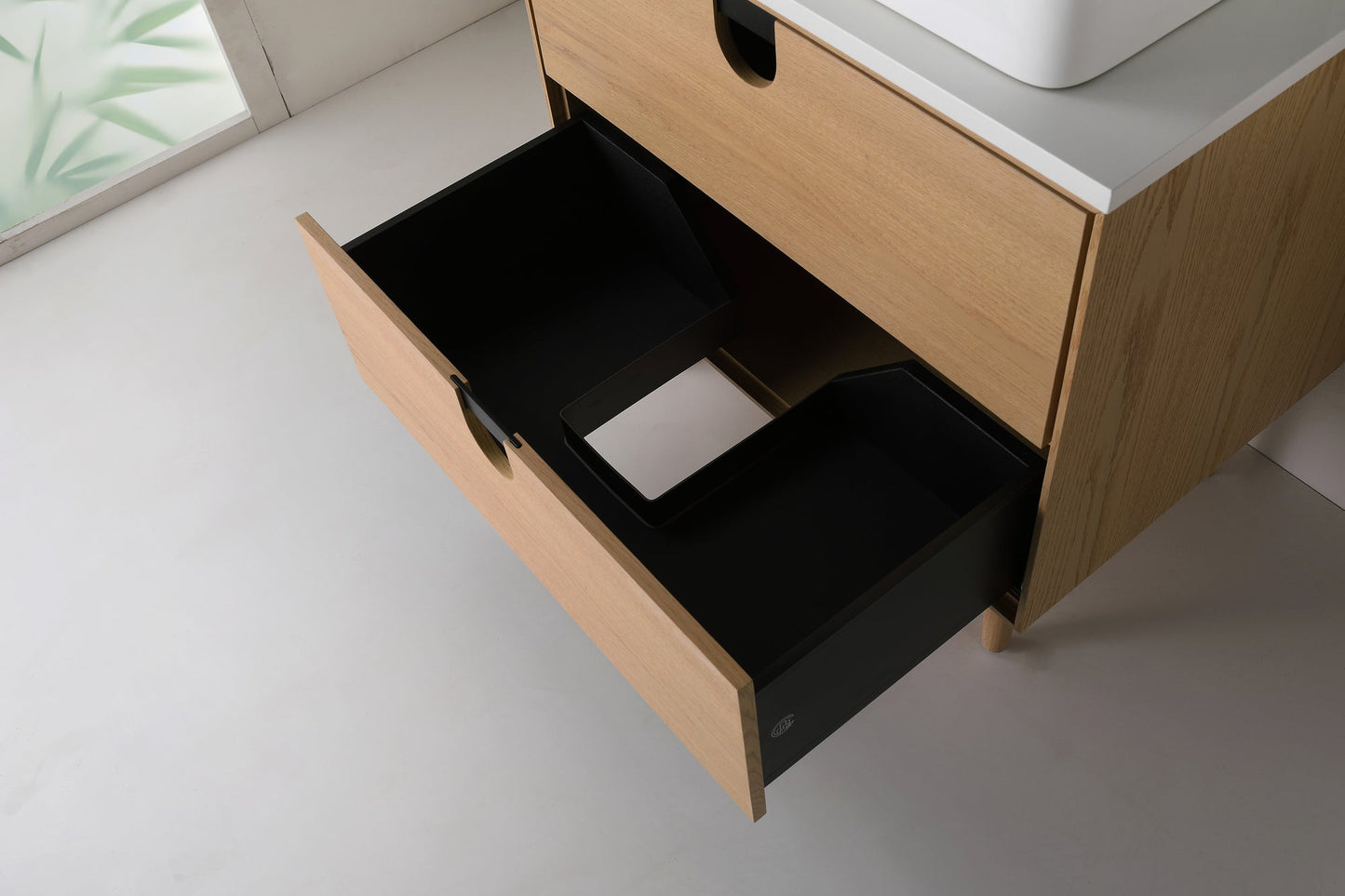 PORTREE 30” WHITEWASH OAK MID-CENTURY FREESTANDING BATHROOM VANITY
