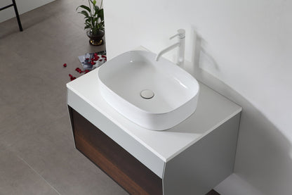 RONDA 30” SMOKE GRAY OAK WALL MOUNT MODERN BATHROOM VANITY