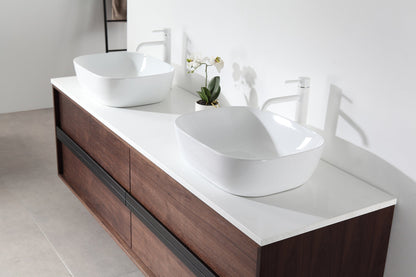 SINTRA 72” DARK WALNUT OAK WALL MOUNT MODERN BATHROOM VANITY