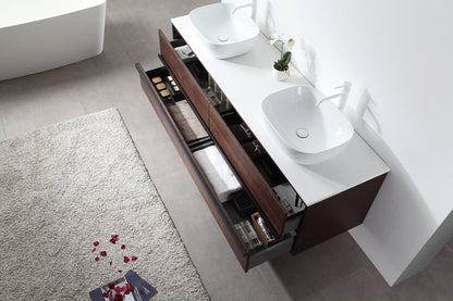SINTRA 72” DARK WALNUT OAK WALL MOUNT MODERN BATHROOM VANITY