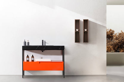 TEXEL 42” RED AMBER/BLACK INDUSTRIAL STYLE FREESTANDING BATHROOM VANITY