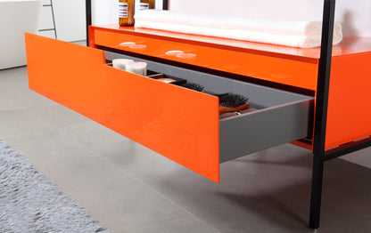 TEXEL 42” RED AMBER/BLACK INDUSTRIAL STYLE FREESTANDING BATHROOM VANITY