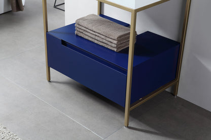 TEXEL 30” NAVY BLUE/GOLD INDUSTRIAL STYLE FREESTANDING BATHROOM VANITY