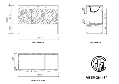 VEEMON 48” PINE MIST DUAL MOUNT MODERN BATHROOM VANITY