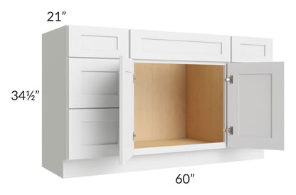 48" Bathroom Vanity, White Shaker Vanity, Double Door Cabinet, Single Sink Base Vanity -48" W x 34.5"H x 21"D