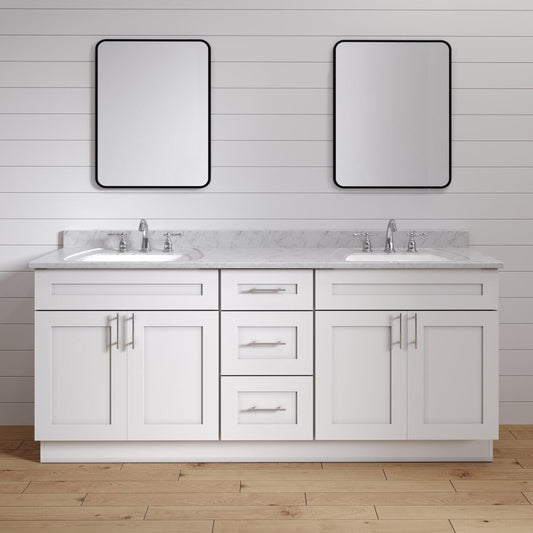 60 Inch Bathroom Vanity, Double Sink Vanity, White Shaker Cabinet, Solid Wood Bathroom Furniture, Drawers Vanity, Bathroom Storage, Utility